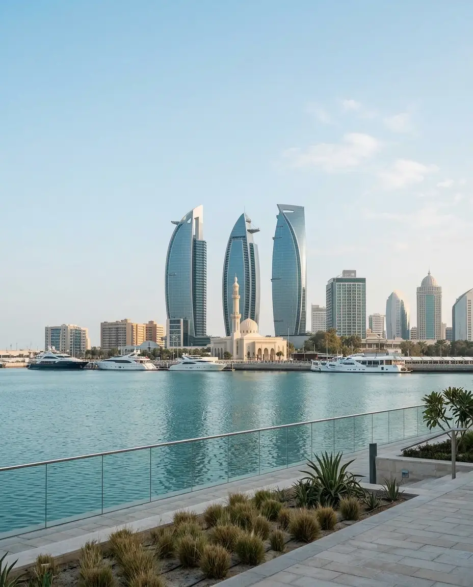 Modern Bahrain waterfront business district — company formation planning for founders from India